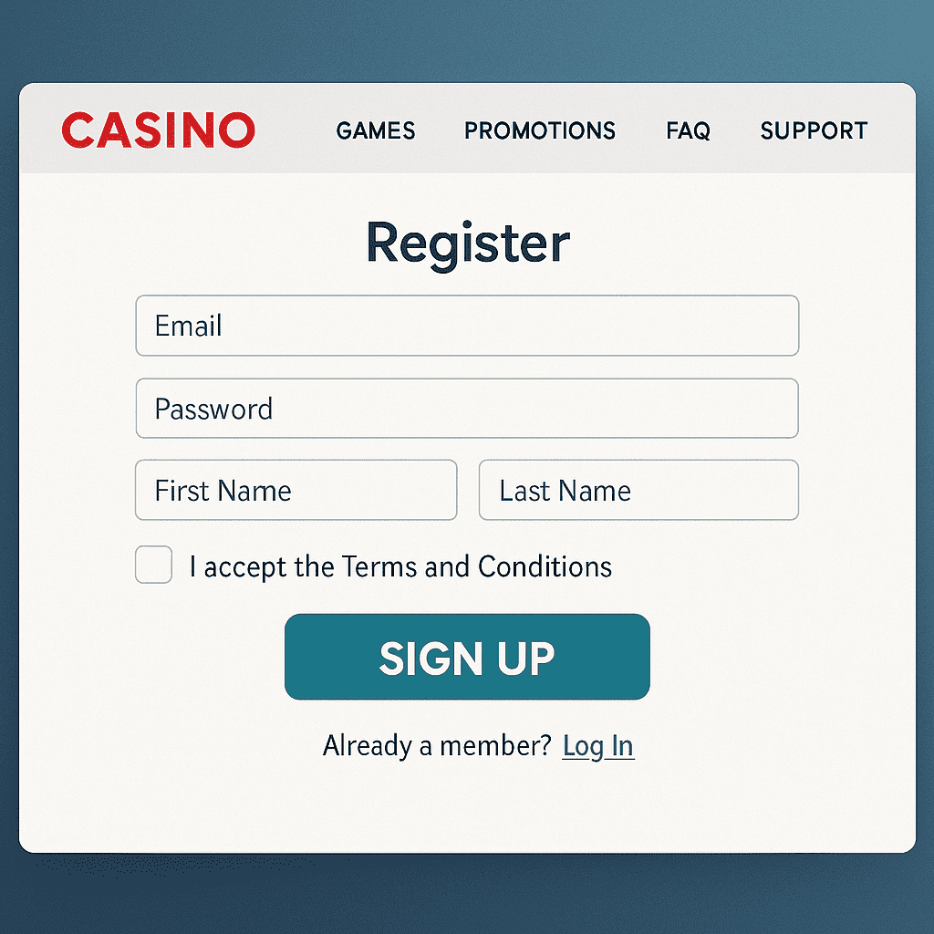 Skærmbillede af registrering på et casino uden MitID